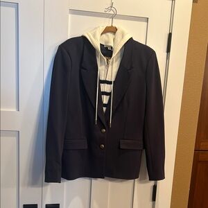 Evereve Navy Blue Structured Blazer with Dickey (removable)
